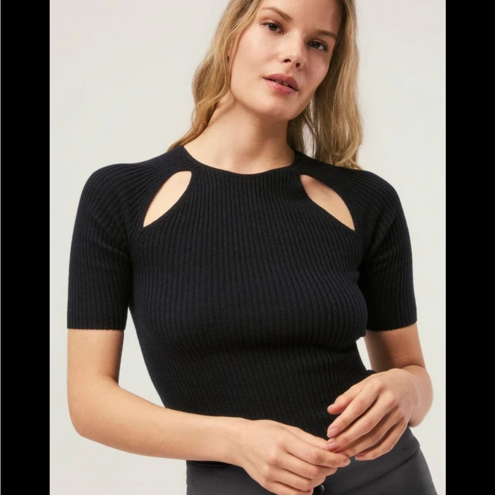 ANR+ Alp n Rock Lily Black Ribbed Cutout Sweater Size Small Edgy Modern